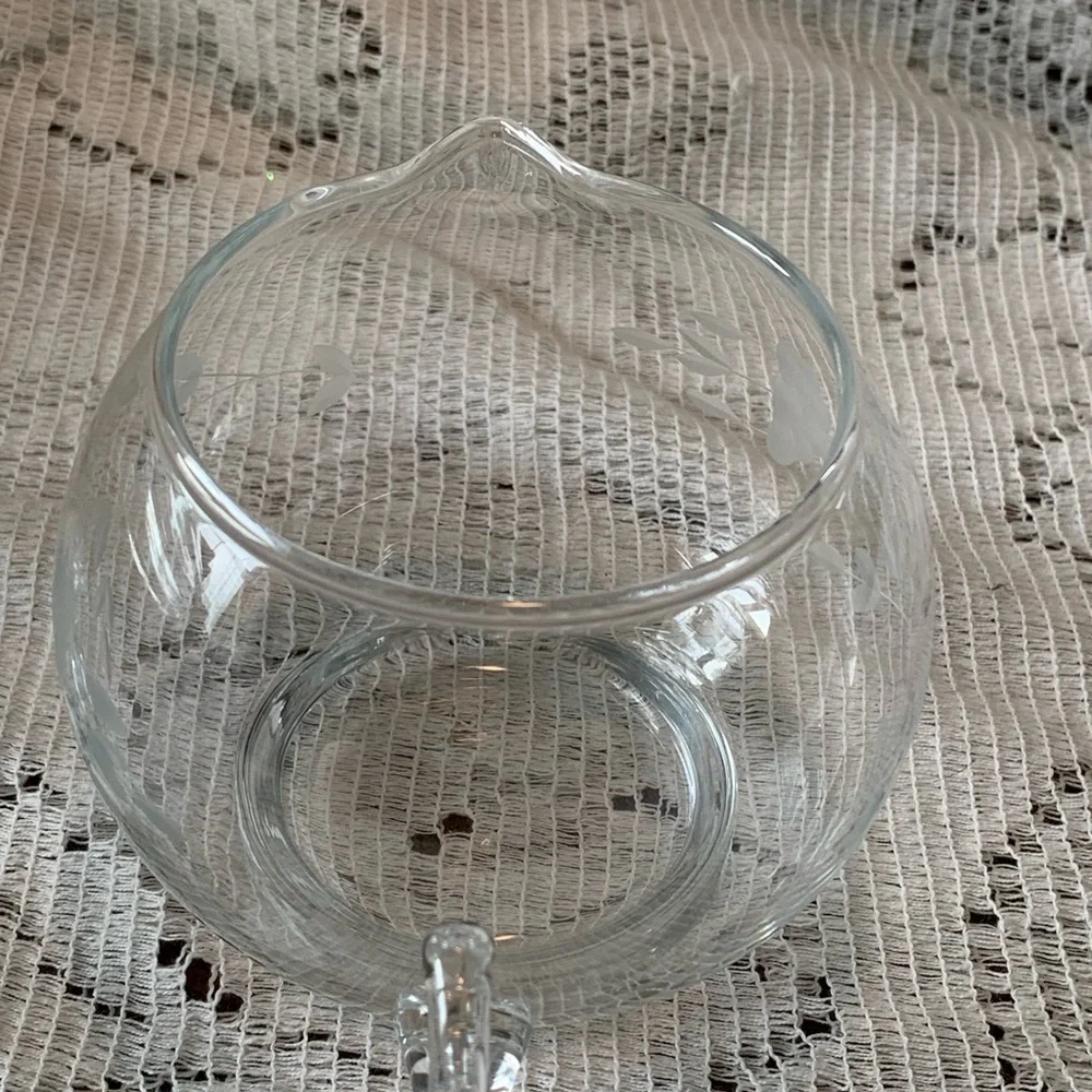 Princess House Heritage Etched Floral Clear Crystal Sugar Bowl W/Lid Creamer Set